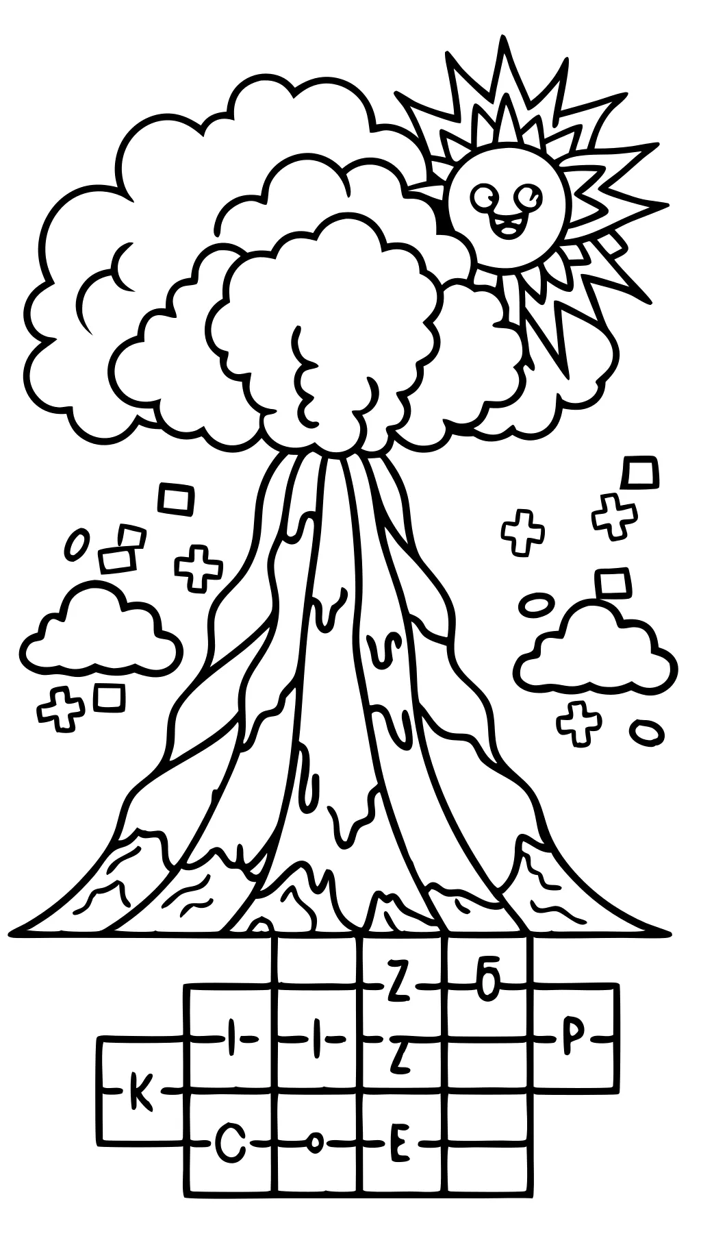 volcanoes coloring page crossword answer key